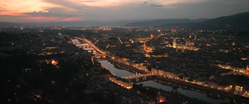 Evening view of Florence, Italy, at dusk