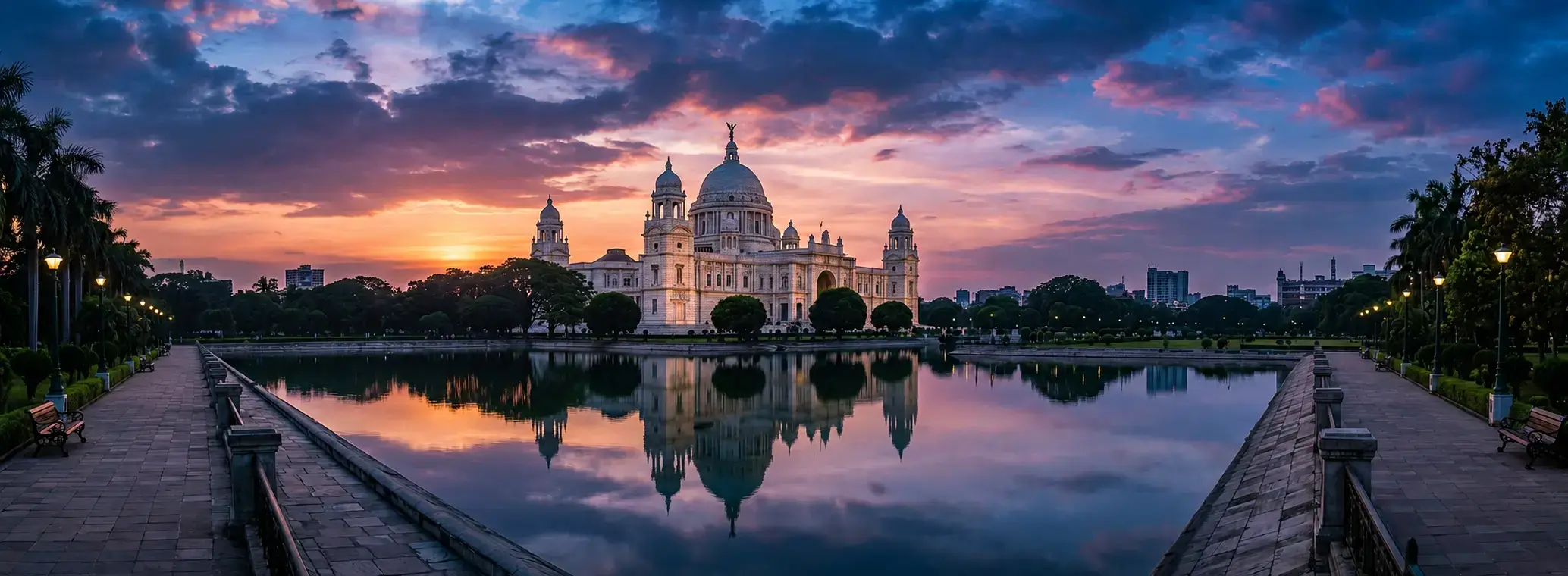 Victoria Memorial Kolkata at golden hour — Aestethik Grand Bengal Durga Puja luxury itinerary 2026